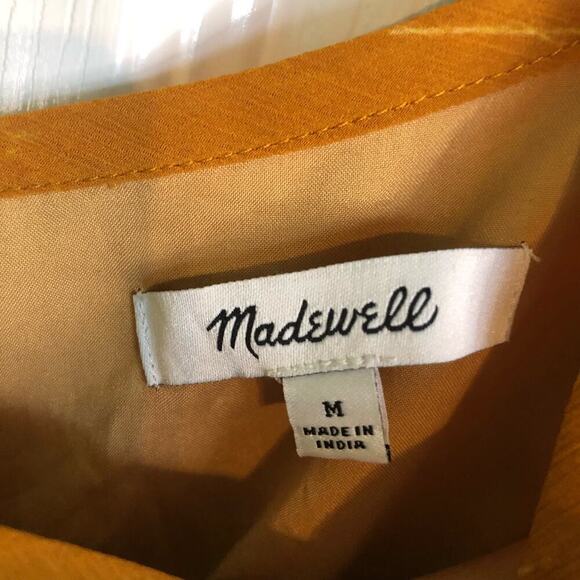 Madewell Marigold Orange Ruffle-Shoulder Peplum Top in Tonal Botanical Size Med - Picture 3 of 7